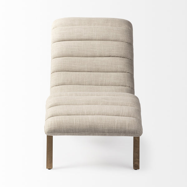 Pierre Beige Fabric Upholstered Armless Chaise Lounge Chair