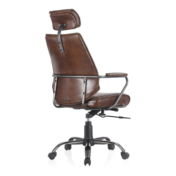 Moe's Executive Office Chair in Dark Brown Leather