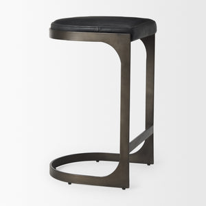 Tyson 17L x 18W x 28H Black Leather W/ Metal Frame Counter Stool