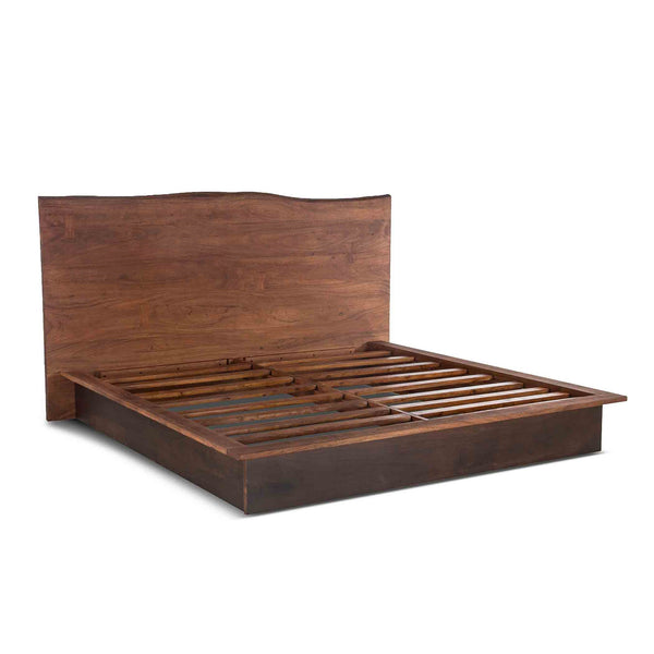 San Marino Acacia Wood Live Edge King Bed with Raw Walnut Finish