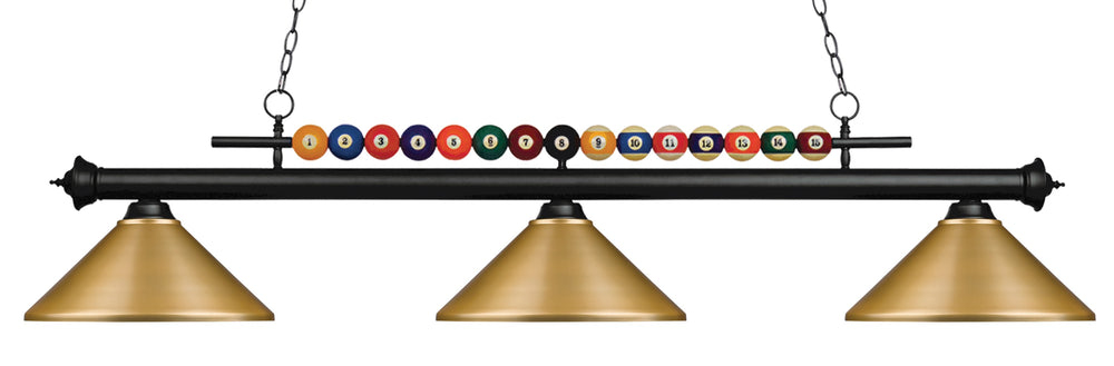 Shark 3 Light Billiard Light in Matte Black Finish