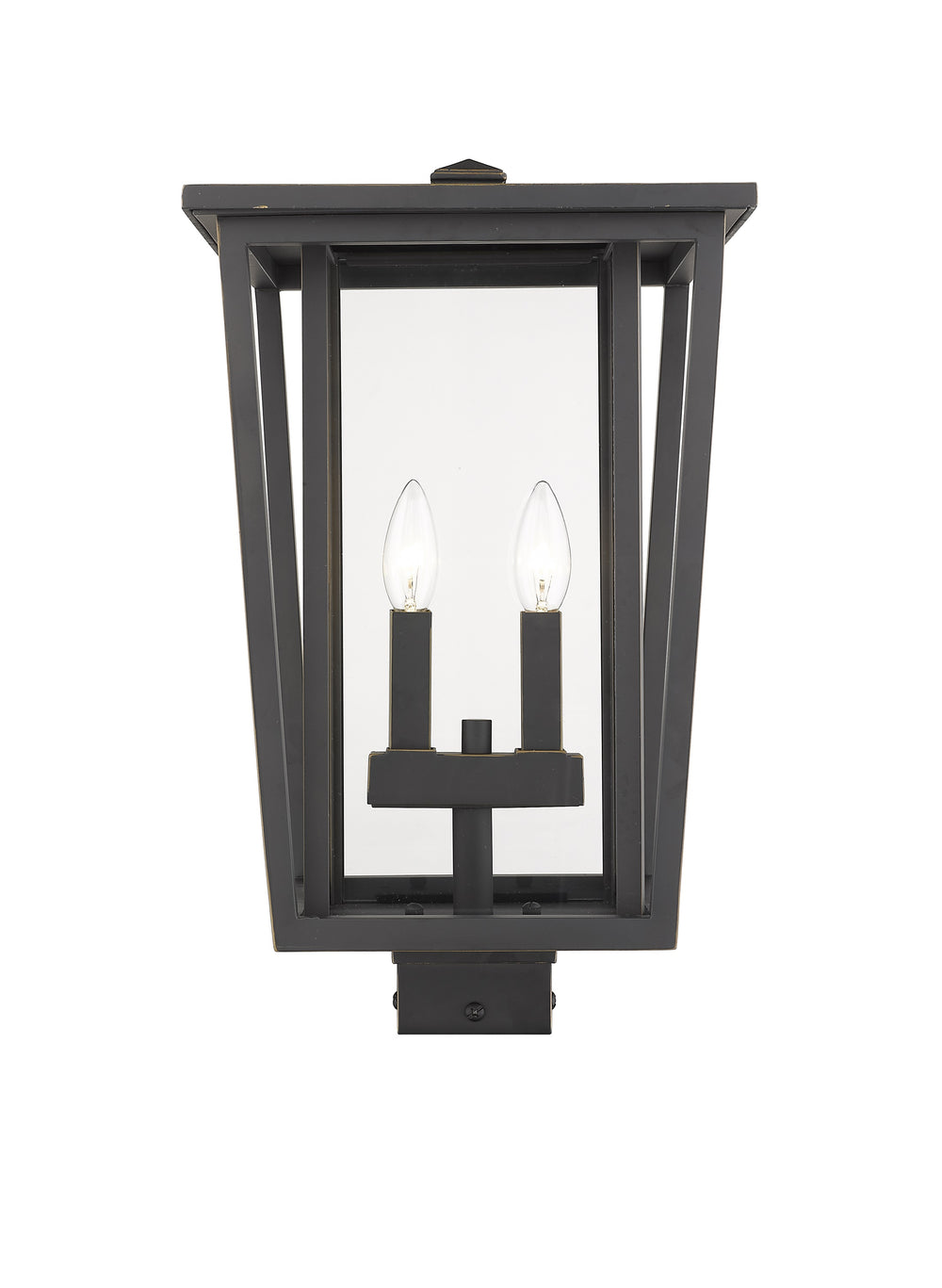 Seoul 2 Light Outdoor Post Mount Fixture in Oil Rubbed Bronze Finish