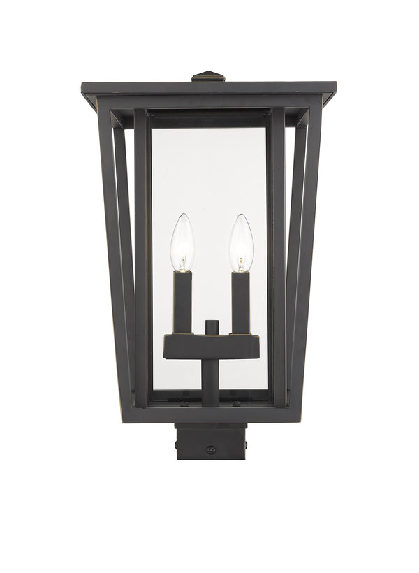 Seoul 2 Light Outdoor Post Mount Fixture in Oil Rubbed Bronze Finish
