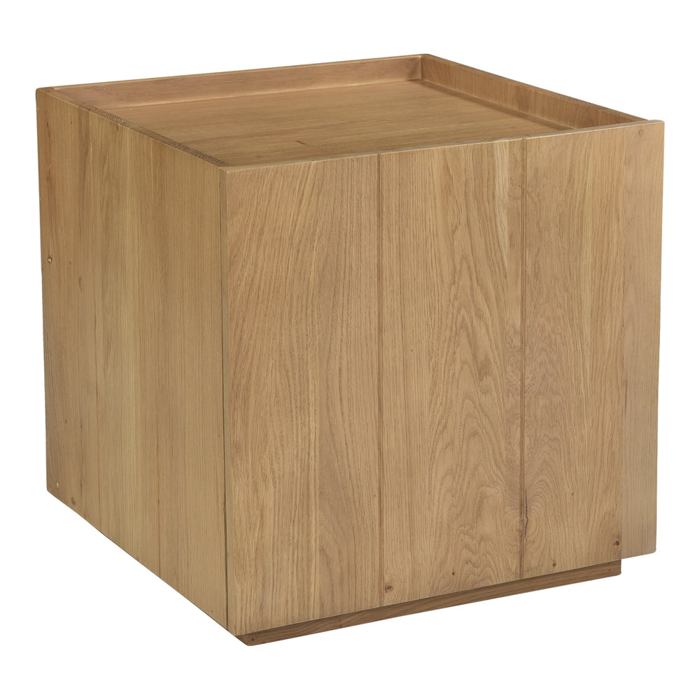 Plank Nightstand in Natural Oak with Storage Cabinet