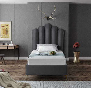 Anita Twin Bed In Grey Velvet