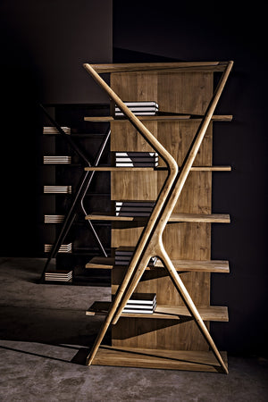 Vetra Teak and Veneer Bookcase in Hand-Rubbed Black
