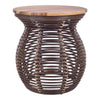 Quito Rattan Side/ End Table w/ Wood Top, Paloma Brown