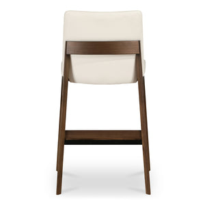 Deco Counter Stool in White with Walnut Frame