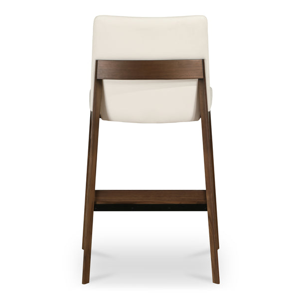 Deco Counter Stool in White with Walnut Frame