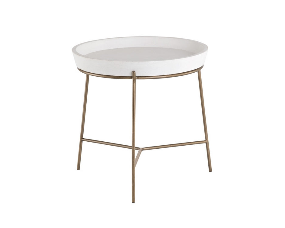 Remy End Table - Antique Brass - Ivory