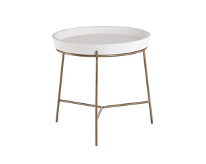 Remy End Table - Antique Brass - Ivory
