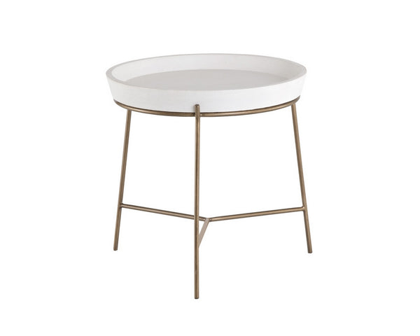 Remy End Table - Antique Brass - Ivory