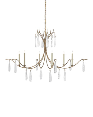 Marshallia Chandelier In Rustic Gold & Faux Rock Crystal