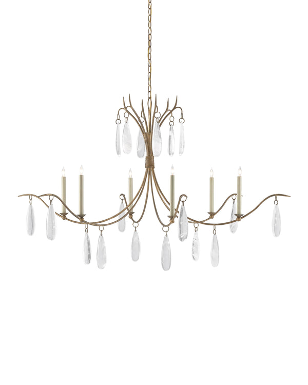 Marshallia Chandelier In Rustic Gold & Faux Rock Crystal