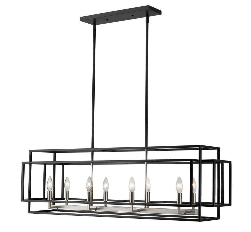 Titania 8 Light Island/Billiard in Black + Brushed Nickel Finish