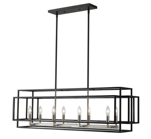 Titania 8 Light Island/Billiard in Black + Brushed Nickel Finish