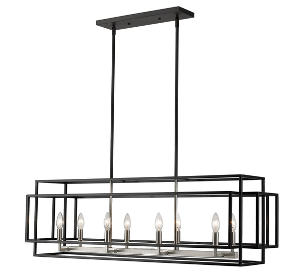 Titania 8 Light Island/Billiard in Black + Brushed Nickel Finish