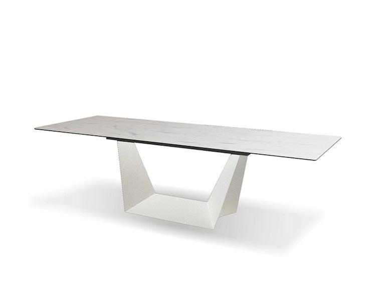 Origami Extension Dining table with carerra ceramic top