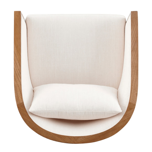Tillman Fabric Accent Arm Chair w/ Rattan, Shortbread/Natural