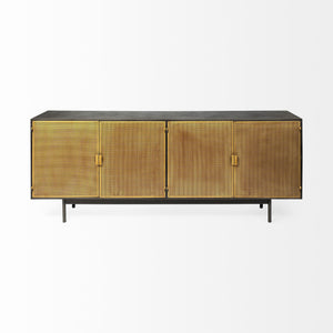 Newsome II 79Lx16Wx33H Black and Gold Metal 4 Cabinet Door Sideboard