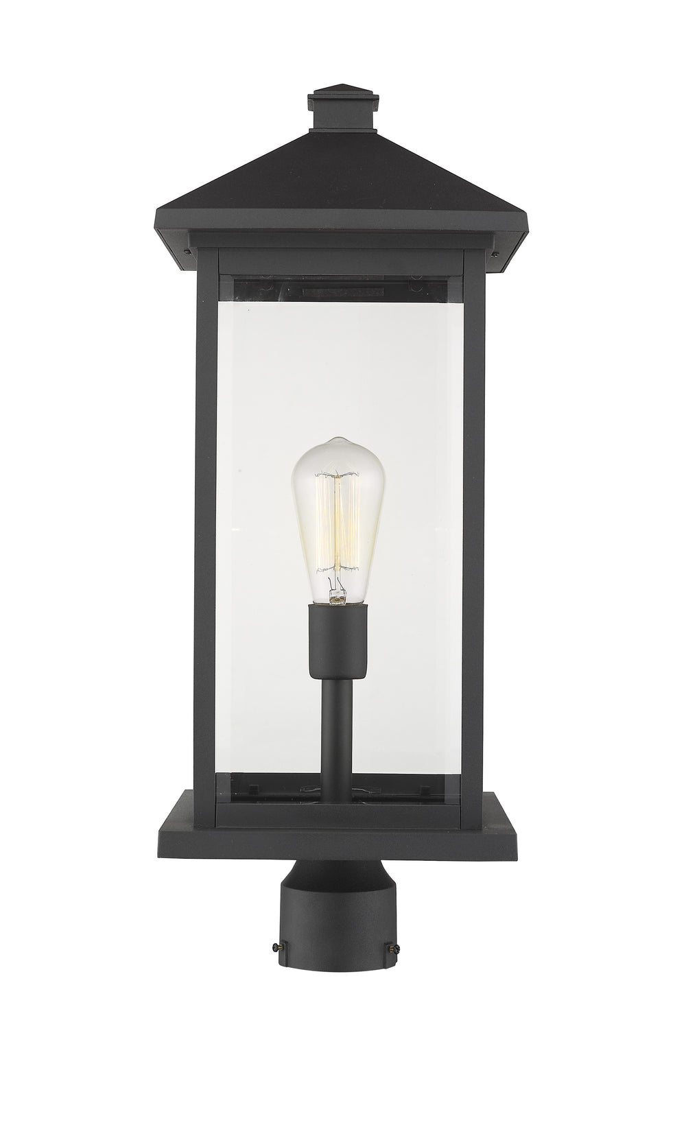 Portland 1 Light Outdoor Post Mount Fixture in Black Finish