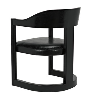 McCormick Teak Chair in Charcoal Black with Black Leather Upholstery