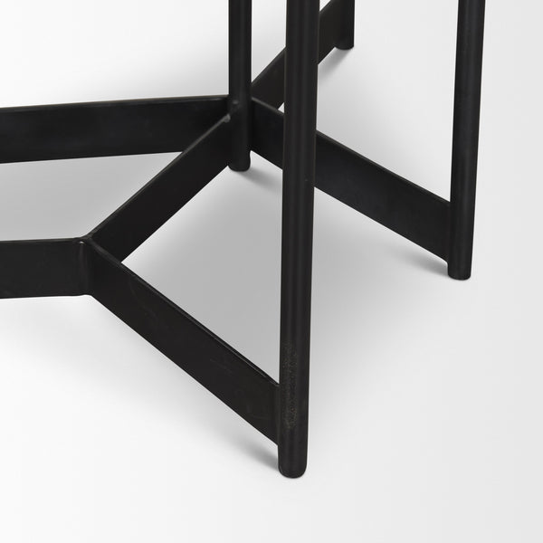 Larkin Marble & Dark Brown Wood Tabletop Nesting End/Side Tables