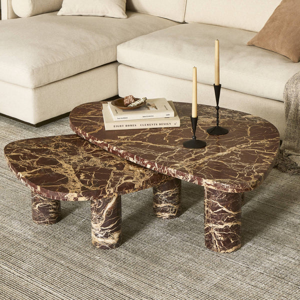 Zion Coffee Table Set - Merlot Marble
