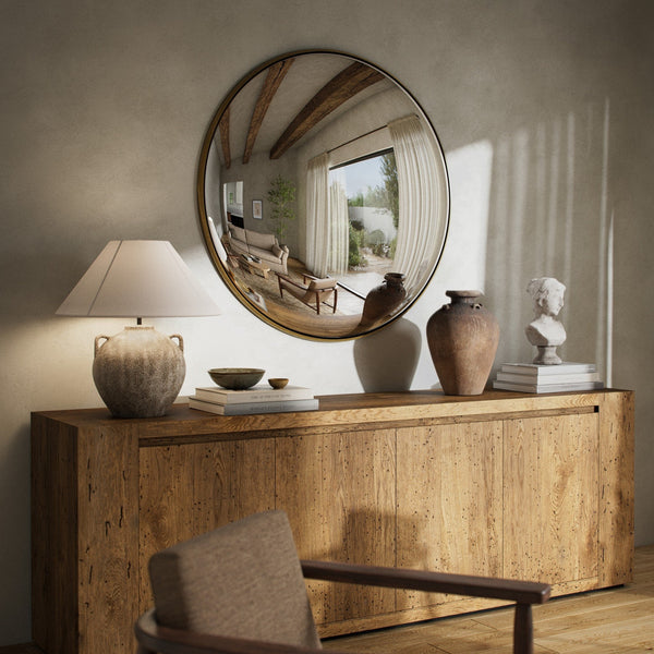 Convex Wall Mirror - Vintage Brass
