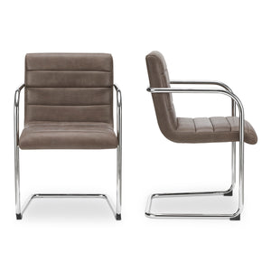 Pedro Dining Chair Dark Brown Leather Set of Two