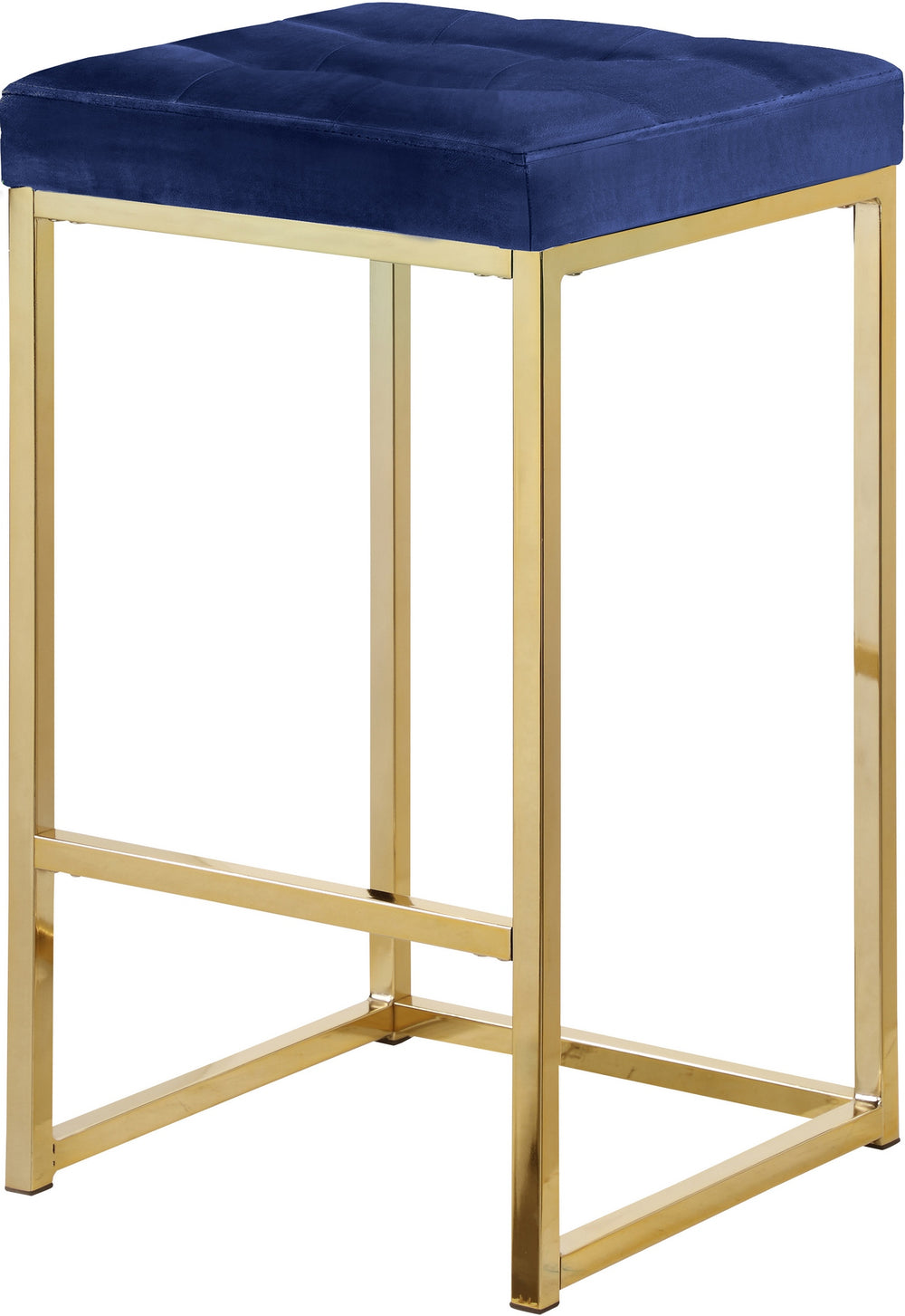 Pearl Stool In Navy Velvet and Gold