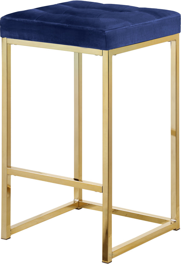Pearl Stool In Navy Velvet and Gold