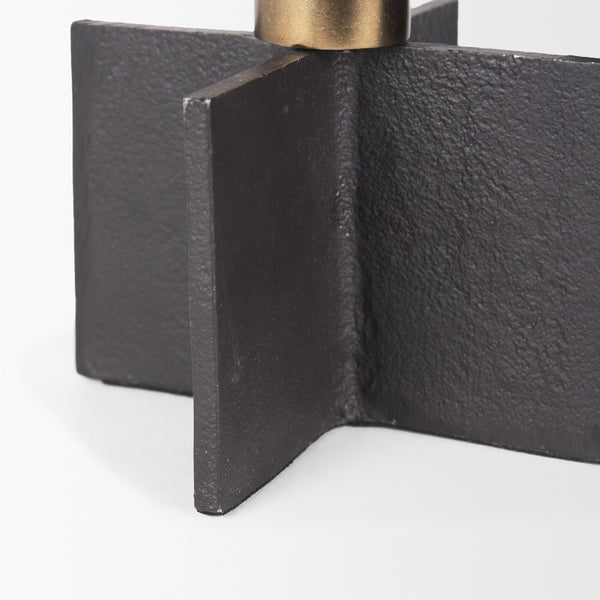 Pia Matte Black w/ Brushed Gold Metal Taper Candleholder (Set of 2)