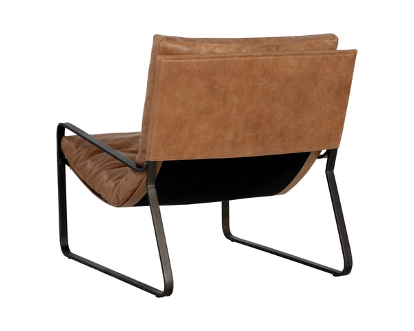 ZANCOR LOUNGE CHAIR - GUNMETAL - TAN LEATHER