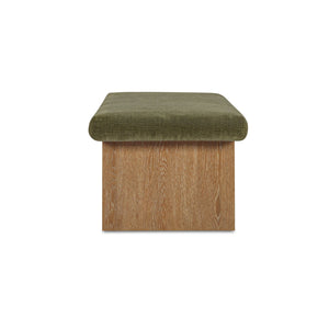 Gemma Storage Bench Dark Green with Wooden Base