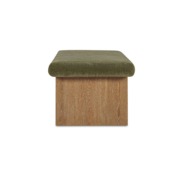 Gemma Storage Bench Dark Green with Wooden Base