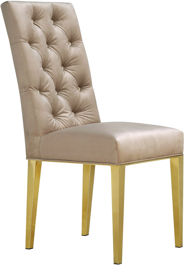 Orville Dining Chair In Beige Velvet