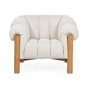 Sansa Upholstered Accent Chair in Cream with Oak Frame