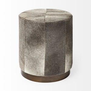 Zahavi I 23"H grey-toned hair-on-hide ottoman