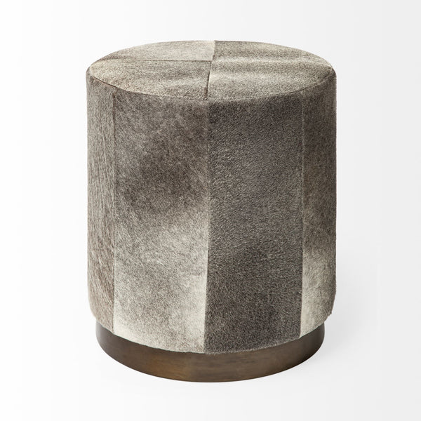 Zahavi I 23"H grey-toned hair-on-hide ottoman
