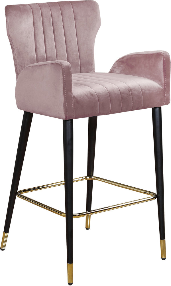 Alonzo Stool In Pink Velvet