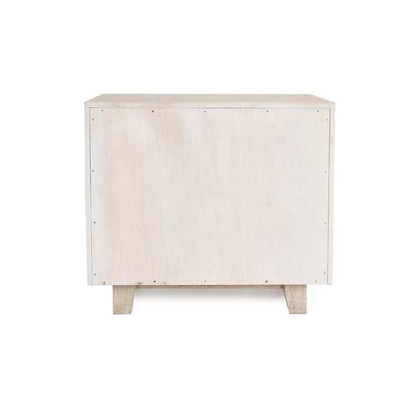 Reece Solid Wood Nightstand with Shelf in Seashell White