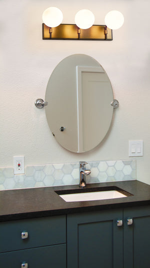 Parsons 3 Light Vanity in Matte Black + Olde Brass Finish
