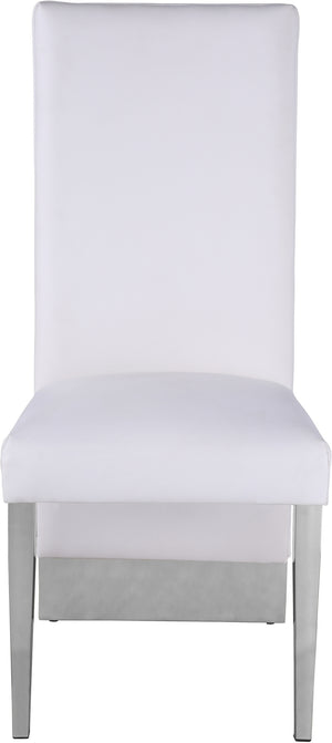 Stanley Dining Chair In White Faux Leather and Chrome