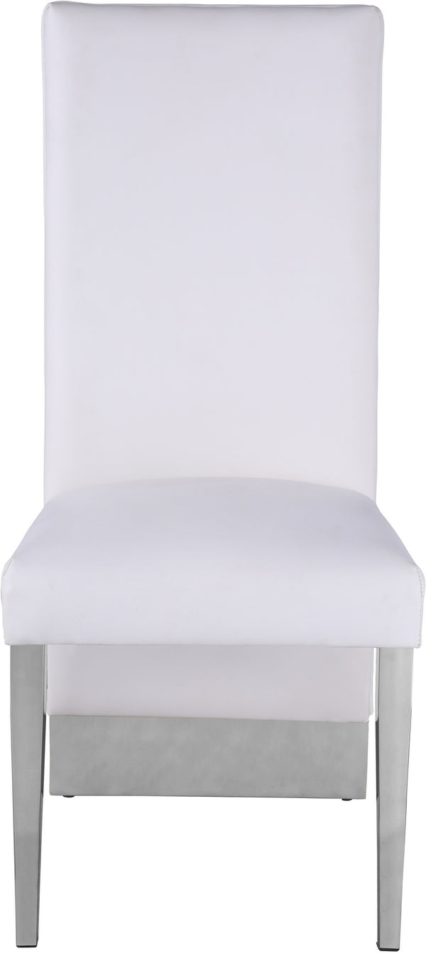 Stanley Dining Chair In White Faux Leather and Chrome