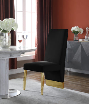 Stanley Dining Chair In Black Velvet and Gold