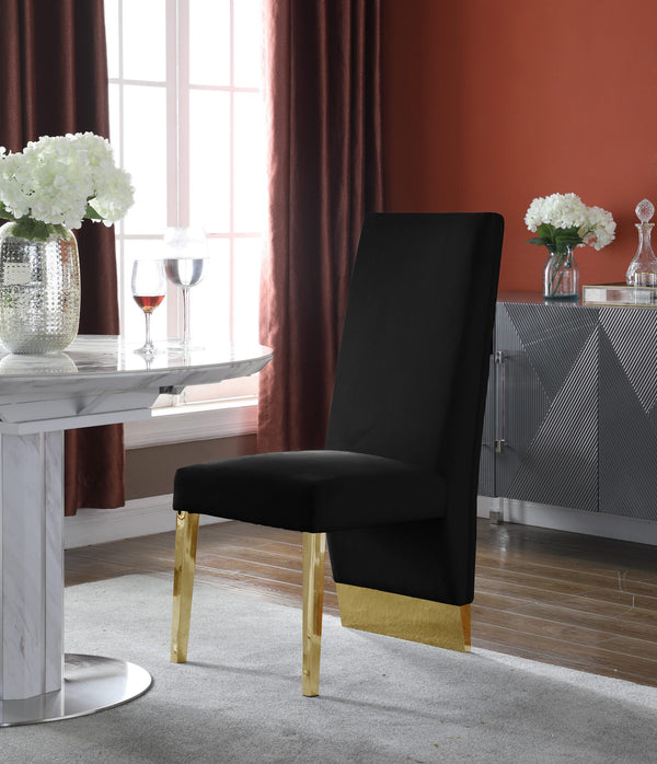 Stanley Dining Chair In Black Velvet and Gold