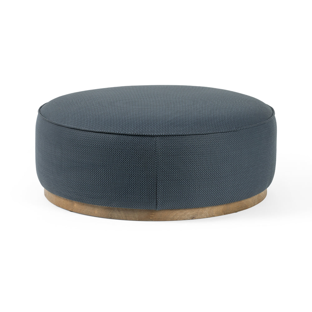 Sinclair Large Round Ottoman In Cobalt