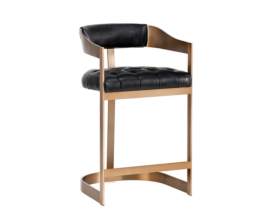 Beaumont Counter Stool - Antique Brass - Cantina Black