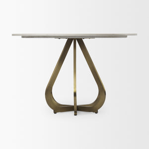 Laurent 48" Marble Top Gold Metal Base Dining Table